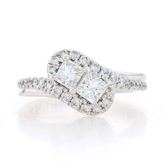 Ever Us Diamond Engagement Ring White Gold 14k Princess 1.00ctw Two-Stone Bypass - Picture 1 of 7